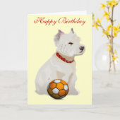 Carte Westie "Anniversaire" (Fleur jaune)