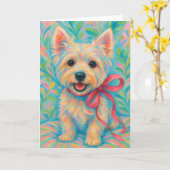 Carte Westie chic (Fleur jaune)