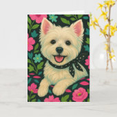 Carte Westie chic (Fleur jaune)