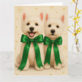 Carte Westie Christmas Card (Fleur jaune)