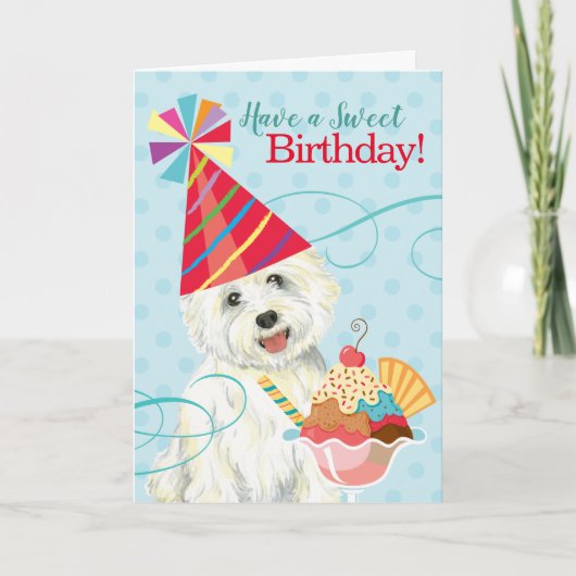 Carte Westie d'anniversaire sucrée (Devant)