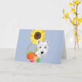 Carte Westie en automne (Fleur jaune)