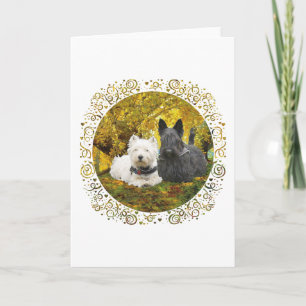 Carte Westie et Scottie en automne