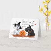 Carte Westie et Scottie Halloween (Fleur jaune)