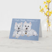 Carte Westie Get Well (Fleur jaune)