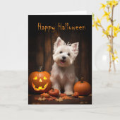 Carte Westie Halloween (Fleur jaune)