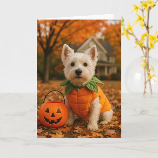Carte Westie Halloween (Fleur jaune)