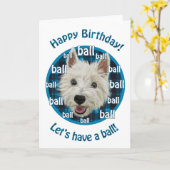 Carte Westie, Happy Birthday ! (Fleur jaune)