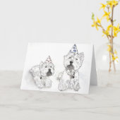 Carte Westie Joyeux anniversaire (Fleur jaune)