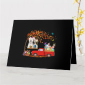 Carte Westie portant un camion rouge aux oreilles de lap (Fleur jaune)