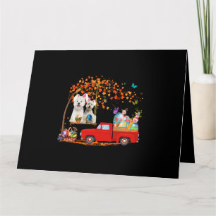 Carte Westie portant un camion rouge aux oreilles de lap
