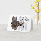 Carte Westie Scottie Trick ou Treat (Fleur jaune)