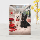 Carte Westie & Scottie Valentine’s Day Card (Fleur jaune)