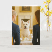 Carte Westie Tea Time avec les Royals (Fleur jaune)