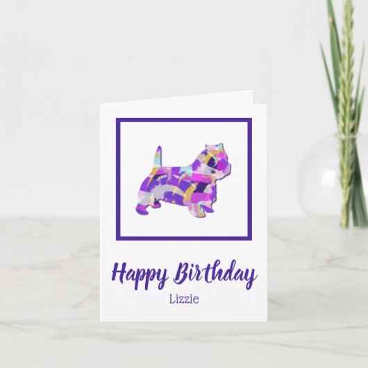 Carte Westie Terrier Chien Cute Silhouette Purple PY&B (Devant)