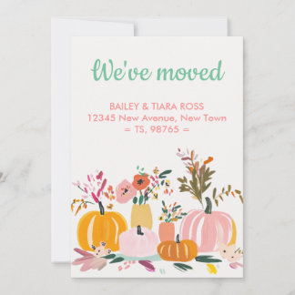 Carte We've Moved Modern Pumpkin Fall Colors Flat