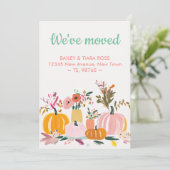 Carte We've Moved Modern Pumpkin Fall Colors Flat (Debout devant)