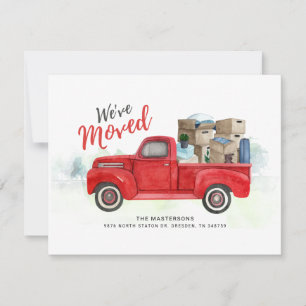 Carte Weve Moved Watercolor Camion rouge Nouvelle adress