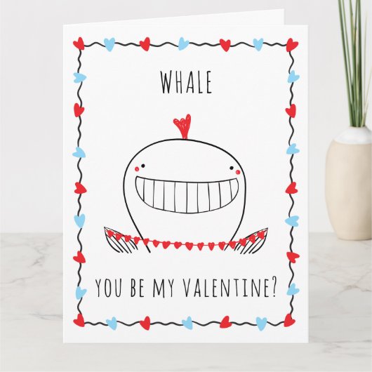 Carte Whale You be My Valentine Funny Valentine's Day (Devant)