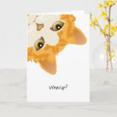 Carte Whas up Orange Upside Down Cat (Fleur jaune)