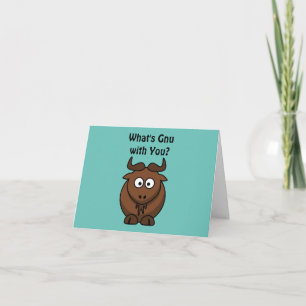 Carte What’s Gnu, Funny Buffalo Cartoon Animal Pun
