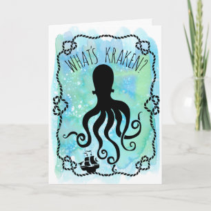 Carte Whats Kraken Cute Nautical Pun Hello Missing You