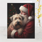 Carte Wheaton Terrier Avec Noël Festif Du Père Noël (Fleur jaune)