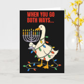 Carte When You Go Both Ways Goose Christmas Hanukkah (Fleur jaune)