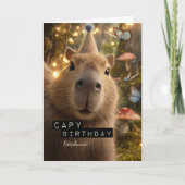 Carte Whimsical and Funny Capybara Birthday Card (Devant)
