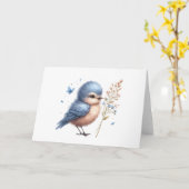 Carte Whimsical Blue Bird All-Occasion Blank Greeting (Fleur jaune)