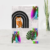 Carte Whimsical Boho Owl & Tropical Monstera Leaf (Devant)