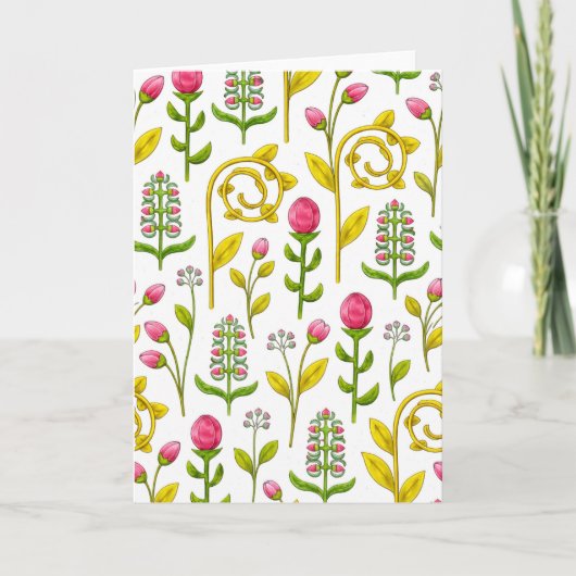 Carte Whimsical Botanical Floral Pattern Blank (Devant)