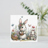 Carte Whimsical Bunnies and Eggs Flowers Easter Greeting (Debout devant)