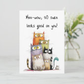 Carte Whimsical Cats with Big Eyes 50th Birthday Flat (Debout devant)