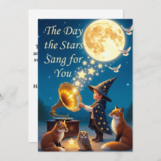 Carte Whimsical Celestial Birthday Card: Enchanted Folk (Devant / Derrière)