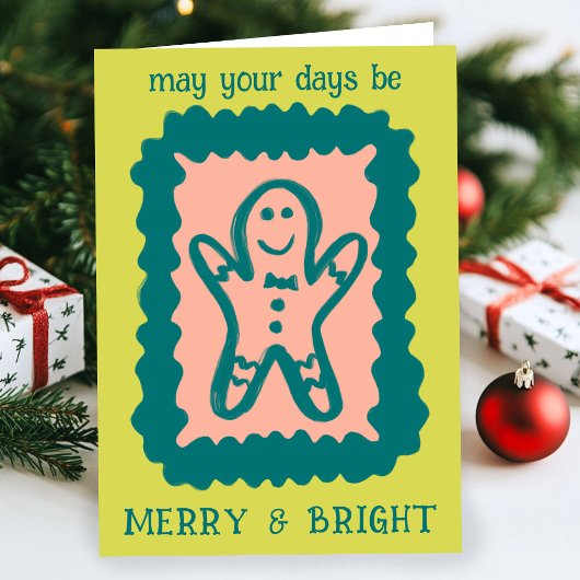 Carte Whimsical Christmas Cookie Merry & Bright Holiday