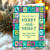 Carte Whimsical Christmas Grid Cute Custom Message