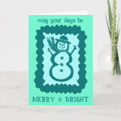 Carte Whimsical Christmas Snowman Merry & Bright Holiday (Devant)
