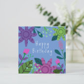 Carte Whimsical colorée Floral Anthday Card (Debout devant)