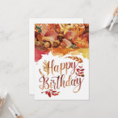 Carte Whimsical Cosy Woodland Automne automne heureux An (Devant/Arrière en situation)