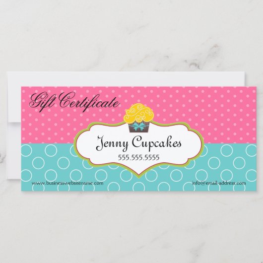 Carte Whimsical Cupcake Boulangerie Certificat cadeau (Devant)