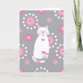 Carte Whimsical Cute White Chat Anniversaire (Devant)