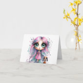 Carte Whimsical Dachshund Hello (Fleur jaune)