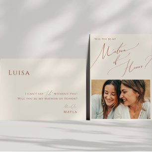 Carte Whimsical Desert Beige Photo Matron d'honneu