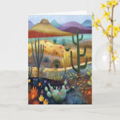 Carte Whimsical Desert Scene Bonjour Salutation (Fleur jaune)