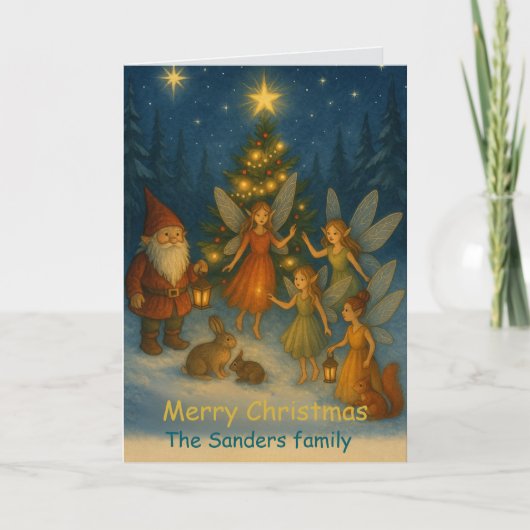 Carte Whimsical Fairies and Elves Custom Christmas (Devant)