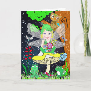 Carte Whimsical Fairy Elf sur Magic Mushroom Anniversair
