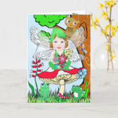 Carte Whimsical Fairy Elf sur Magic Mushroom Anniversair (Fleur jaune)