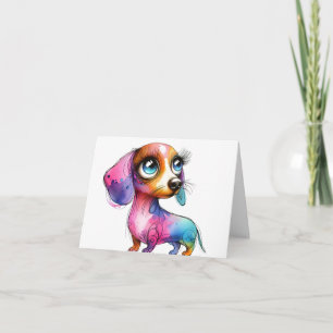 Carte Whimsical Femme Dachshund Card
