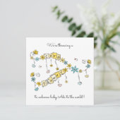 Carte Whimsical Floral New Baby Card Douche (Debout devant)